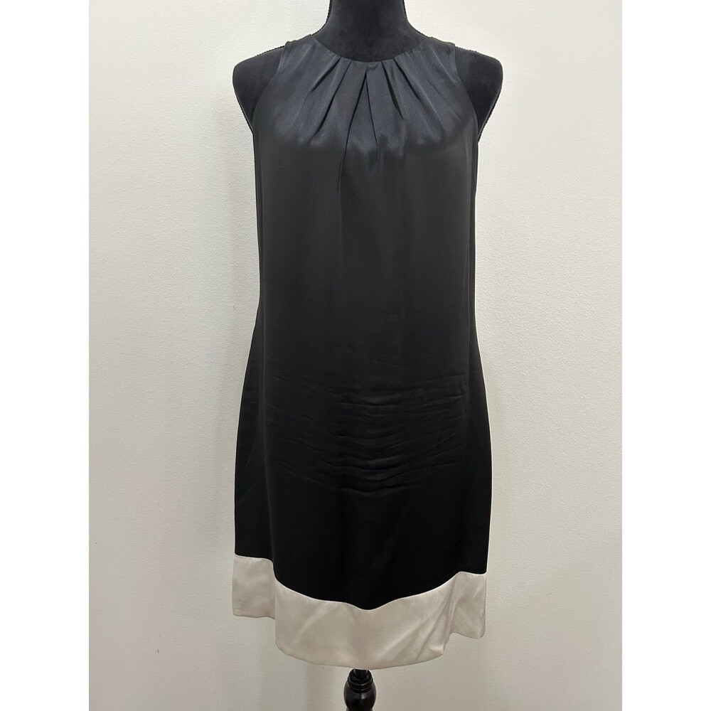 White House Black Market Womens Sz 4 Dress Elegant Black 100% Silk  Sleeveless